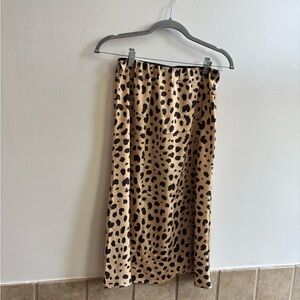 SHEIN Tan and Black Animal Print Midi Skirt